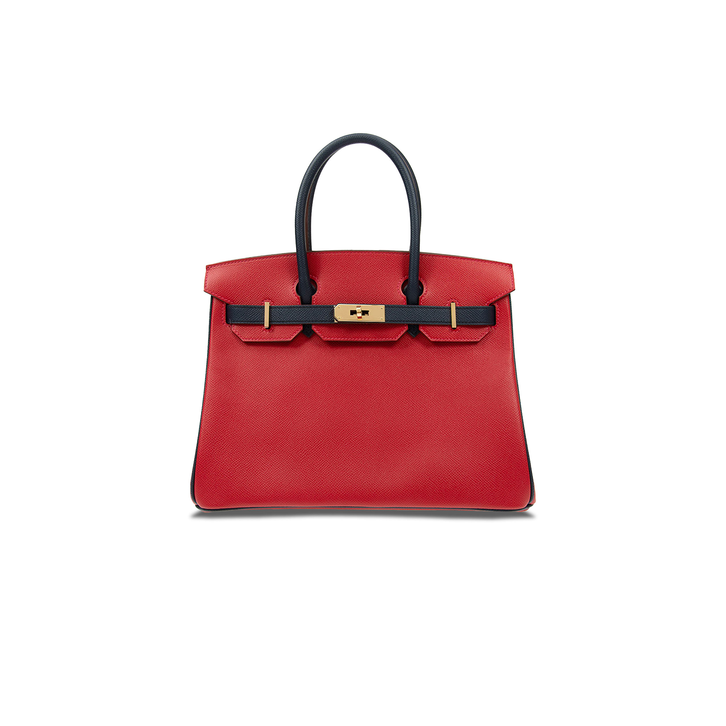 HERMES BIRKIN 30 EPSOM FLAG RED WITH BLACK AND GOLD BUCKLE BK30Q576EPCZ (30*23*15cm)